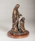 With You Always Jesus behind woman sculpture